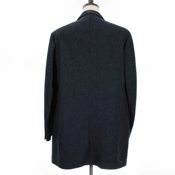Cardinal of Canada NWT Top Coat Size 44R US Blue & Black Herringbone Wool/Cash